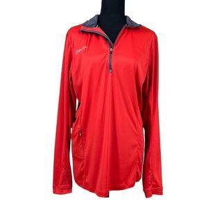 SportHill Women's Red/Orange 1/4 Zip Activewear Runners Jacket Top L